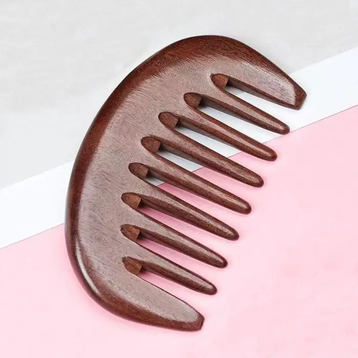 Legno di Sandalo Verde Pettine a Denti Larghi Testa Pettine Meridian Massaggio Pettine Terapia con Agopuntura Circolazione Sanguigna Antistatico Capelli Lisci rosso