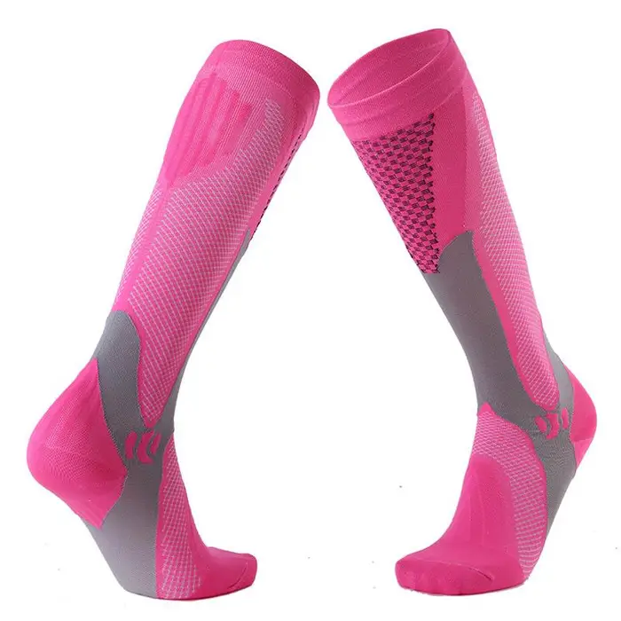 Calze a compressione 20 Mmhg Calze sportive da calcio Calze a tubo coscia da calcio Calzini lunghi da corsa fitness all aperto Uomo Donna EU 40-45 rosa