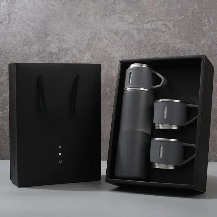 Boccetta per vuoto in acciaio inossidabile 304 con tazza da esterno con manico multiuso e tazza per regali aziendali di grande capacità 500ml grigio