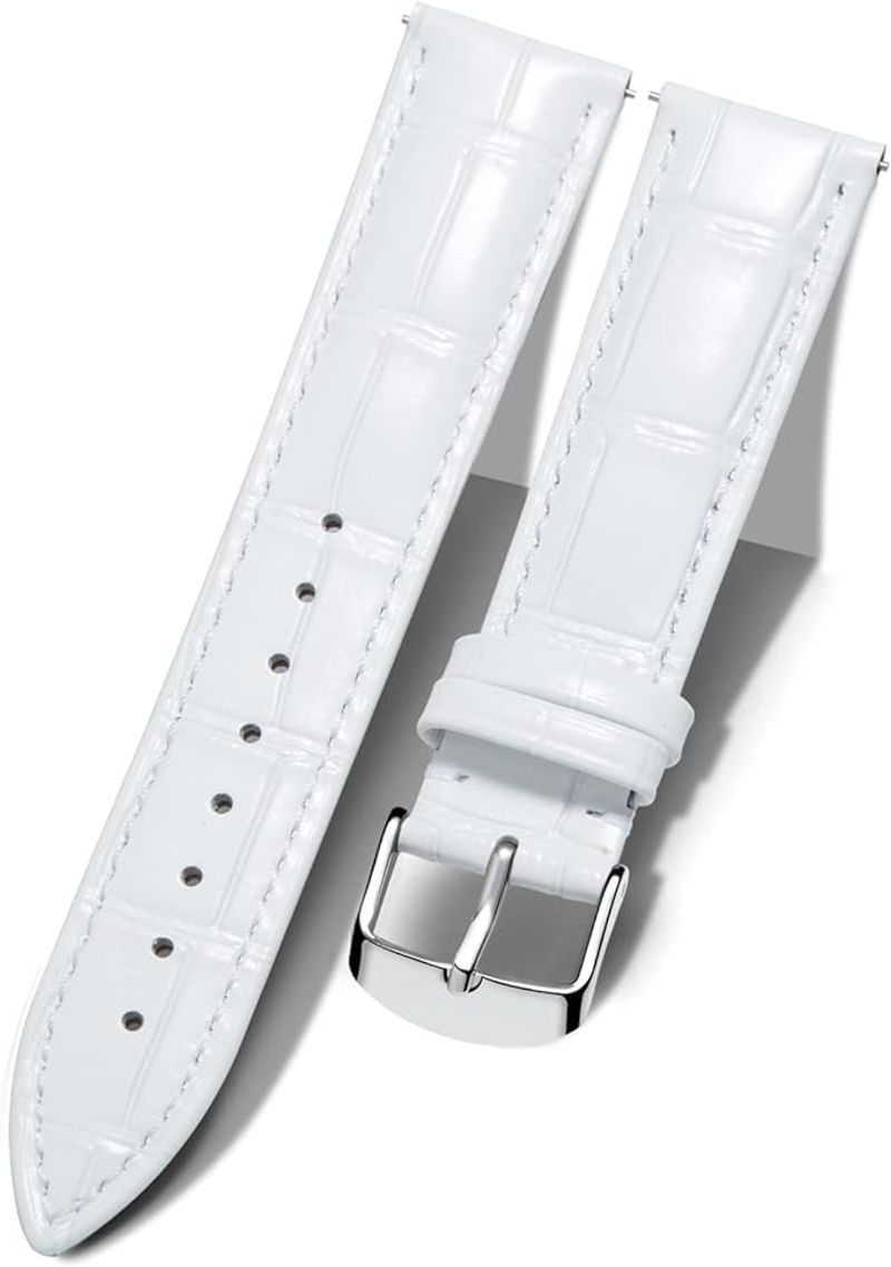 BINLUN Cinturino Pelle Disegno Coccodrillo Bianco 23mm