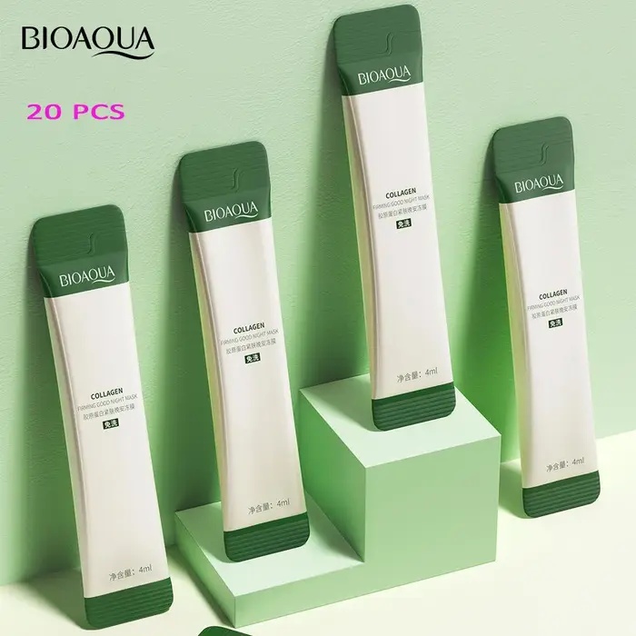 Bioaqua Maschera notturna rassodante al collagene Rinfrescante Controllo del sebo Maschera per dormire delicata e ruvida 20pcs