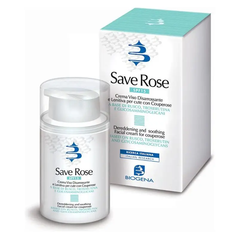 Biogena Save Rose Crema Viso Disarrossante E Lenitiva Per Cute Con Cuperose Spf 15 50 Ml