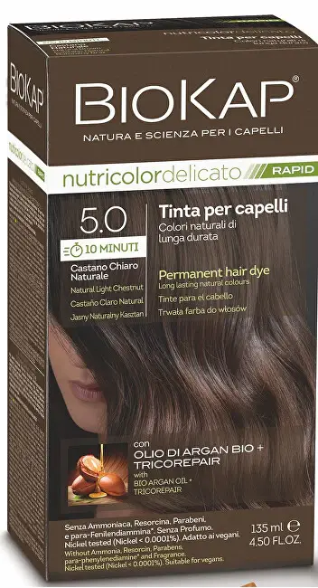 Biokap DELICATO RAPID tinta per capelli - 5.0 Castano chiaro naturale 135 ml