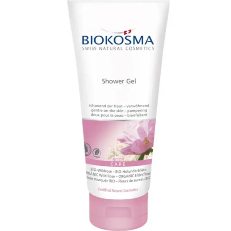 Biokosma Gel Doccia Avvolgente Rosa Bio e Fiori di Sambuco Bio 200 ml