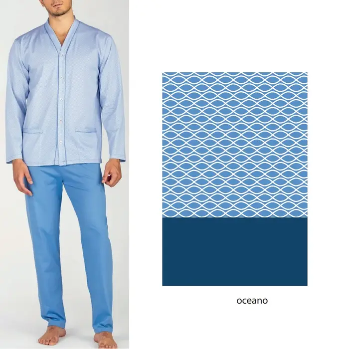 Bip Bip Pigiama da uomo conformato 2432 cardigan puro cotone oceano