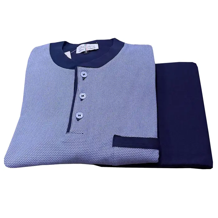 Bip Bip Pigiama serafino bordato 7214 caldo cotone uomo creazioni crown blue