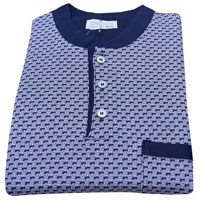 Bip Bip Pigiama serafino orlato 7213 caldo cotone uomo creazioni blu lago