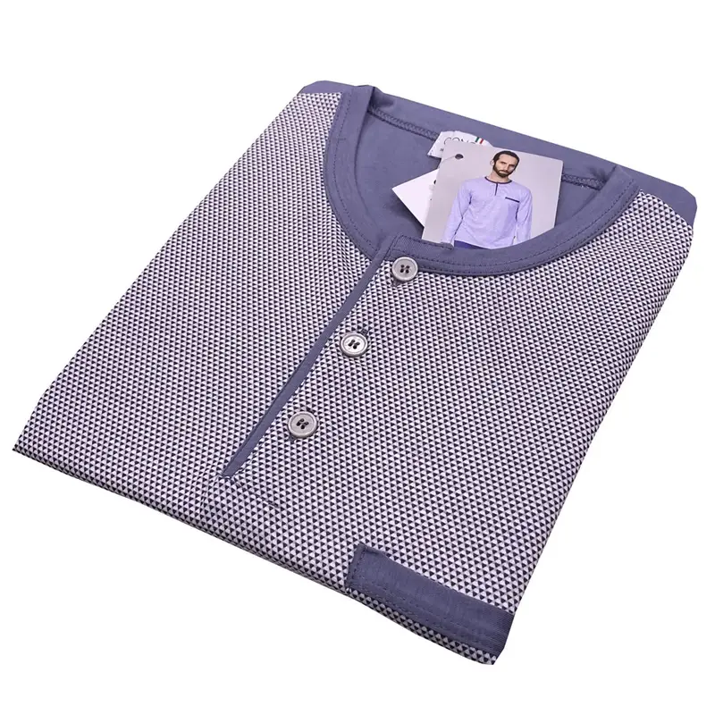 Bip Bip Pigiama uomo 3653 serafino bordato in cotone smoky