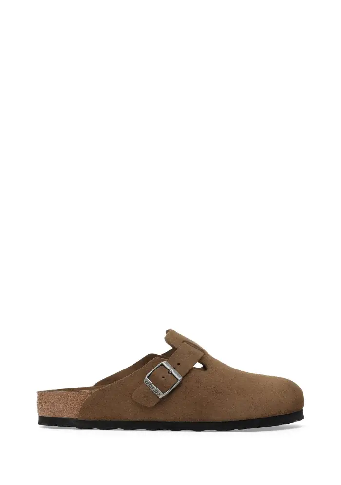 Birkenstock BOSTON SUEDE LEATHER SOFT FOOTBED DARK TEA - Ciabatta Marrone