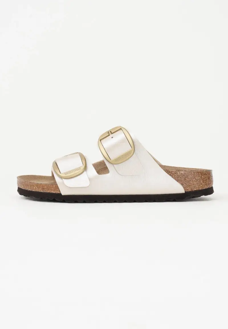 Birkenstock Ciabatte Arizona Big Buckle Birko-Flor bianco perla da donna