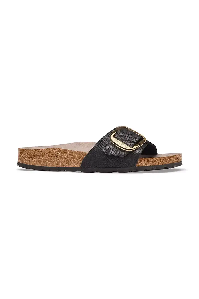 Birkenstock ciabatte slide da donna Madrid Big Buckle Synthetics Python Nero