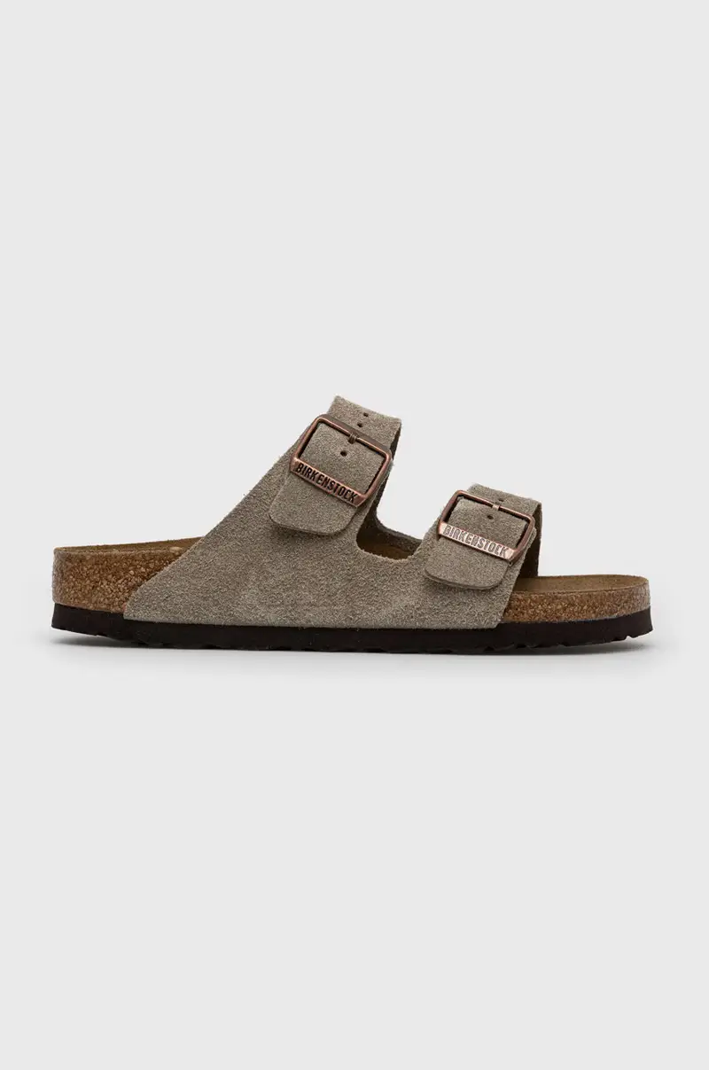 Birkenstock ciabatte slide in camoscio Arizona VL donna colore grigio 51463 Marrone