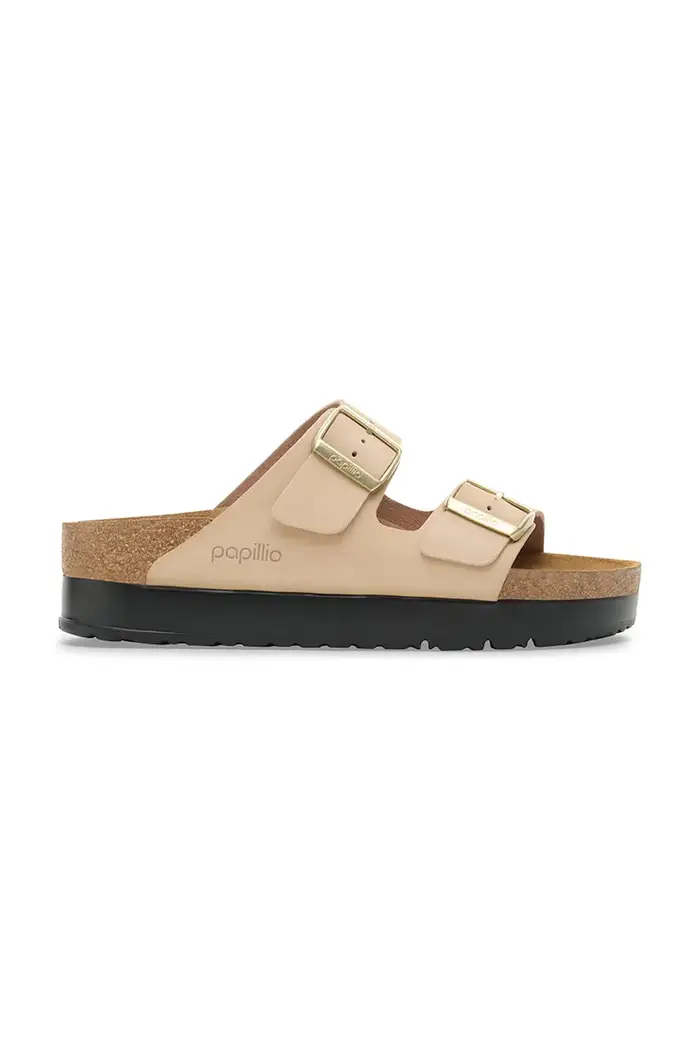 ciabatte slide in pelle Arizona Flex Platform Birkenstock x Papillio Beige