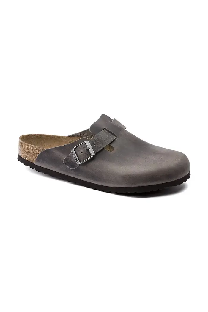 Birkenstock ciabatte slide mules da donna in scamoscio Boston Grigio