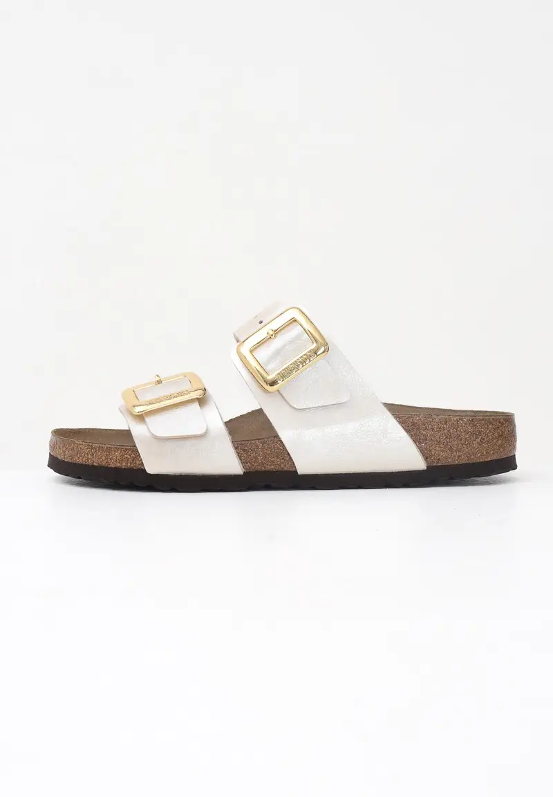 Birkenstock Ciabatte Sydney Cushion Buckle bianche da donna