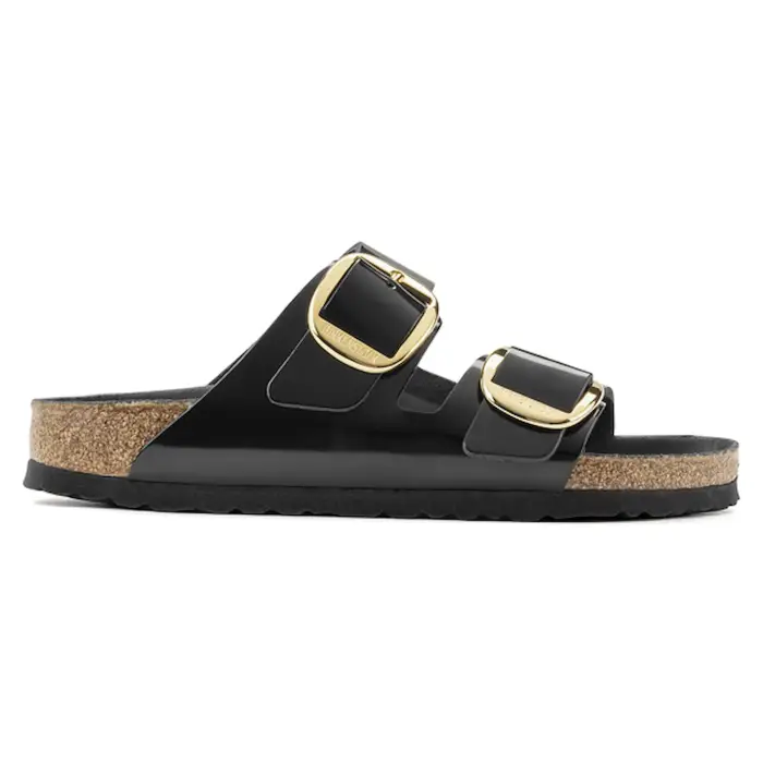 Ciabattine da donna Birkenstock Arizona Big Buckle Natural Leather Patent Noir