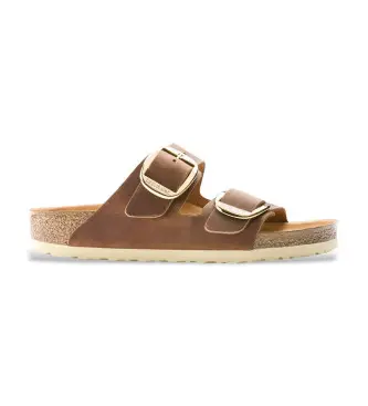 Birkenstock per donna 1011073 Sandali in pelle Arizona Big Buckle Leoi marrone, Basso, Nessuno, Casual