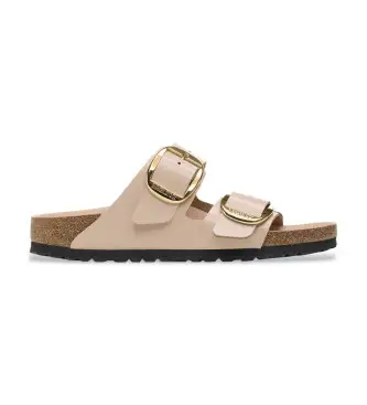 Birkenstock per donna 1026553 Sandali Arizona in pelle beige con fibbia grande, Basso, Nessuno, Casual
