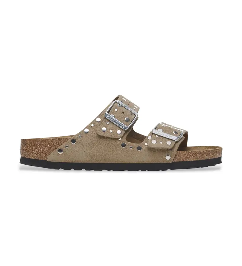 Birkenstock per donna 1029390 Sandali in pelle marrone Arizona Rivet, Basso, Nessuno, Casual, Taupe