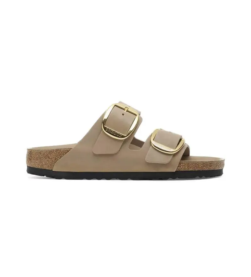 Birkenstock per donna 1030395 Sandali Arizona Big Buckle in pelle marrone chiaro, Basso, Nessuno, Casual