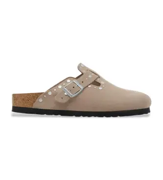 per donna 1030418 Zoccoli Boston Rivet in pelle scamosciata color talpa (41), Basso, Camoscio, Nessuno, Casual, Taupe