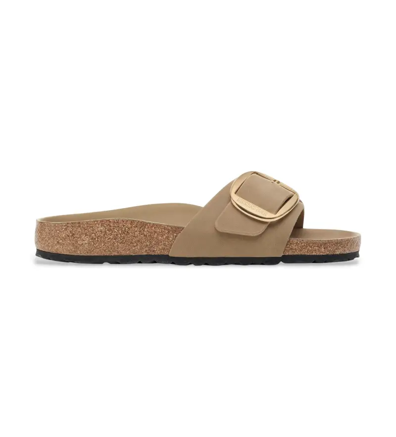 Birkenstock per donna 1030467 Sandali in pelle marrone chiaro con fibbia grande Madrid, Basso, Nessuno, Casual