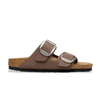 per donna 1032081 Sandali marroni Arizona Big Buckle (40), Basso, Fibbia, Casual, Taupe Pelle