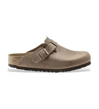 Birkenstock per uomo 960811 Zoccoli Boston in pelle marrone, Basso, Nessuno, Casual
