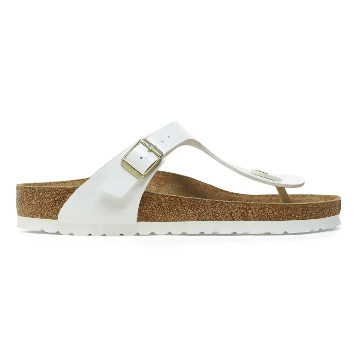 Sandali da donna Birkenstock Gizeh BS Birko-Flor Patent Blanc