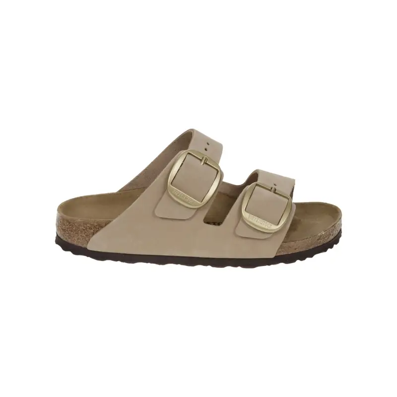 Birkenstock sandalo donna arizona big buckle in pelle nabuk beige
