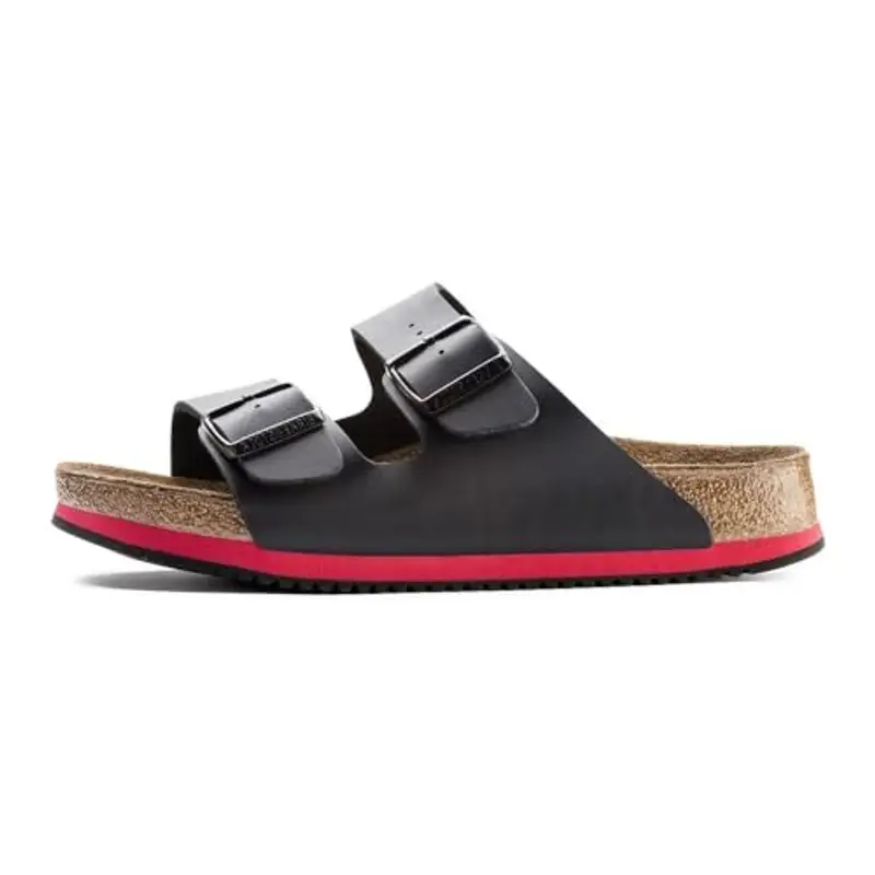 Birkenstock BirkenstockArizona Birko-Flor - Ciabatte unisex adulto, Nero (Noir (black Ls Black/red))