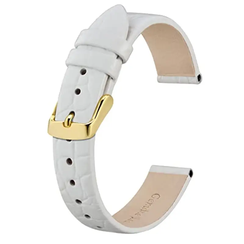 BISONSTRAP Cinturini per Orologi Donna, Cinturino di Ricambio Morbidi con Fibbia Iucida, 20mm, Bianco con Fibbia in Oro