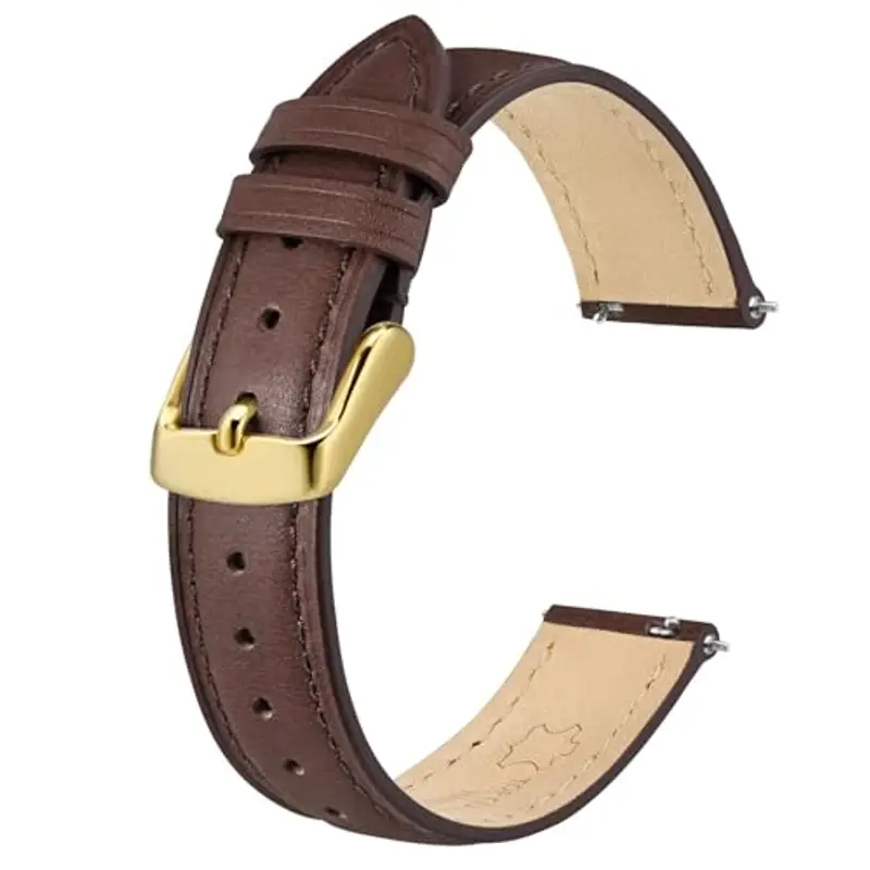 BISONSTRAP Eleganti Cinturino per Orologi in Pelle, Sgancio Rapido, Cinturino da Donna e da Uomo, 15mm, Marrone Scuro