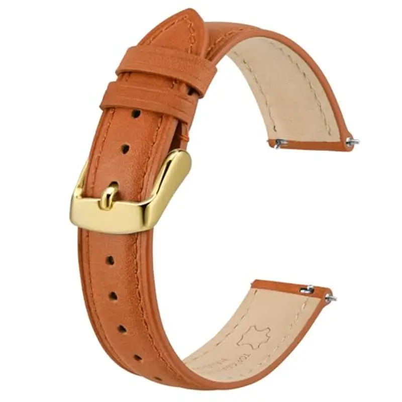 BISONSTRAP Eleganti Cinturino per Orologi in Pelle, Sgancio Rapido, Cinturino da Donna e da Uomo, 16mm, Arancia