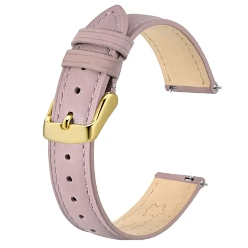 BISONSTRAP Eleganti Cinturino per Orologi in Pelle, Sgancio Rapido, Cinturino da Donna e da Uomo, 16mm, Rosa Chiaro