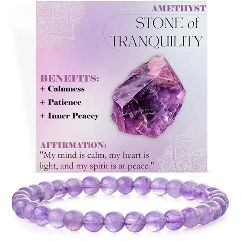 Bivei Ametista - Tranquillità - signora braccialetto perline 6mm semiprezioso cristallo naturale elastico elastico cristallo accessori
