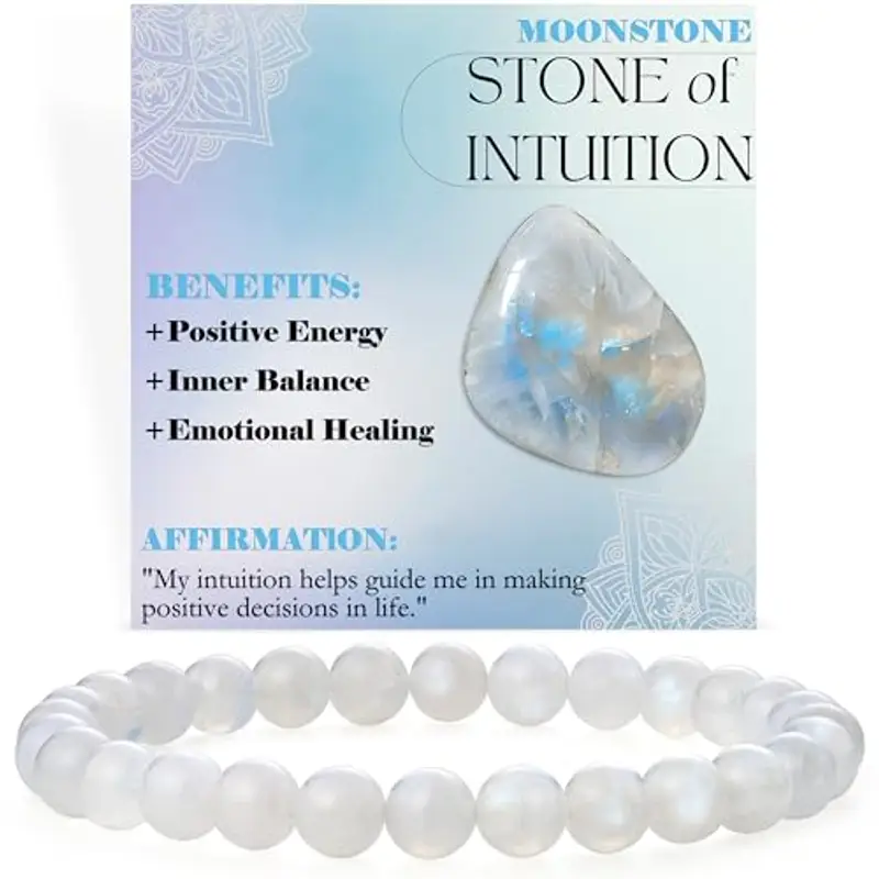 Bivei Pietra di luna - Intuizione - signora braccialetto perline 6mm semiprezioso cristallo naturale elastico elastico cristallo accessori