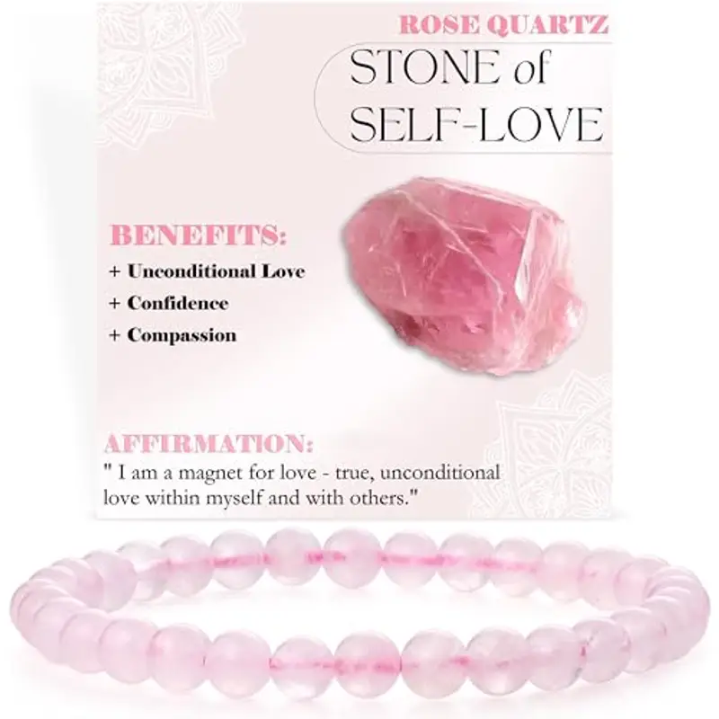 Bivei Quarzo rosa - Amore per se stessi - signora braccialetto perline 6mm semiprezioso cristallo naturale elastico elastico cristallo