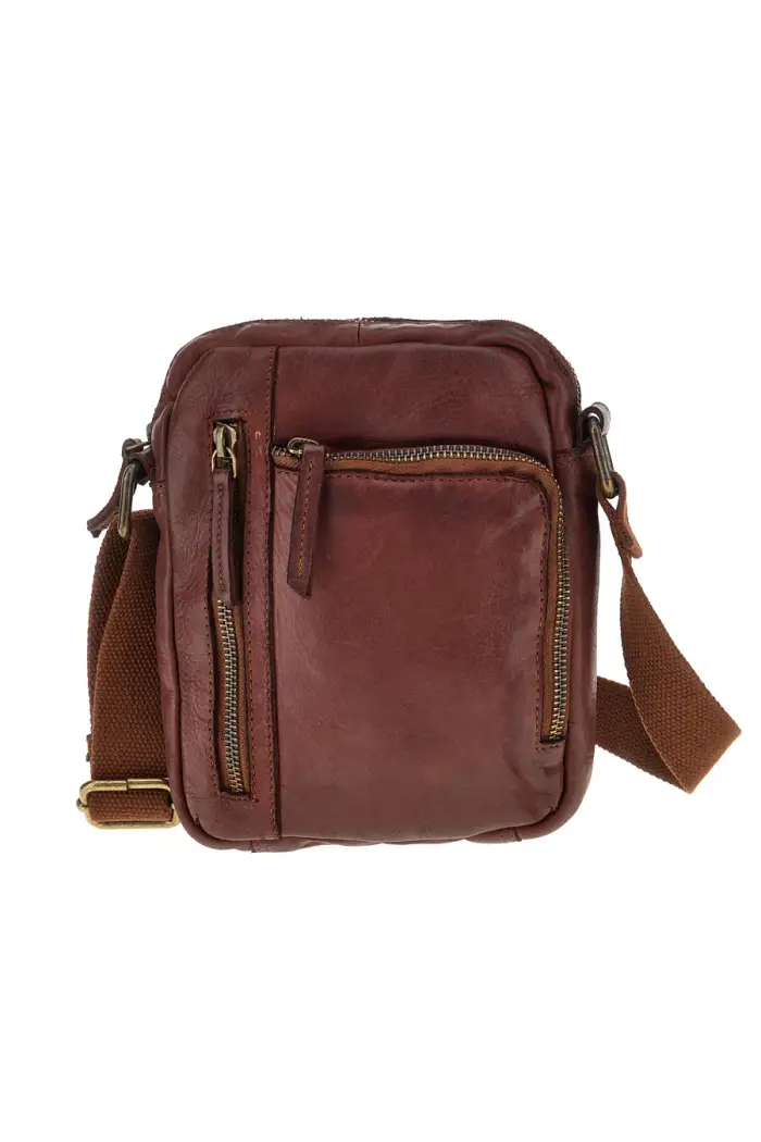 Borsa a tracolla cognac con tasche con zip Black shoot CLASS WYP002 [COGNAC]