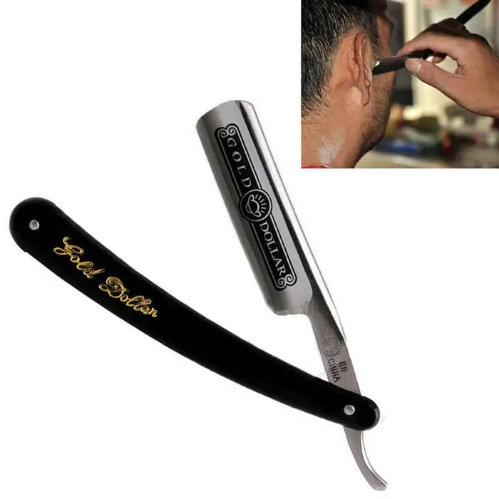 Blackhorse Rasoio professionale da 66 dollari in oro, taglio aperto, da barbiere, manuale, vintage