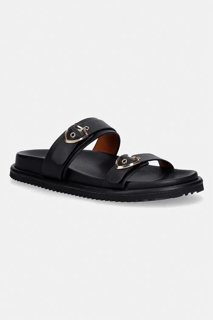 Blauer ciabatte slide in pelle BLOOM03 Nero