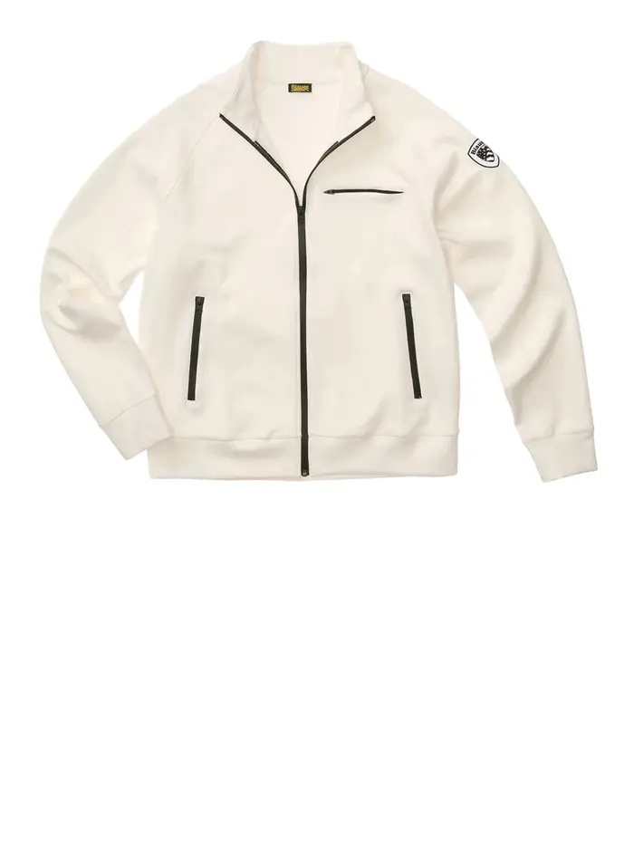 felpa zip blauer raynor da uomo - bianco