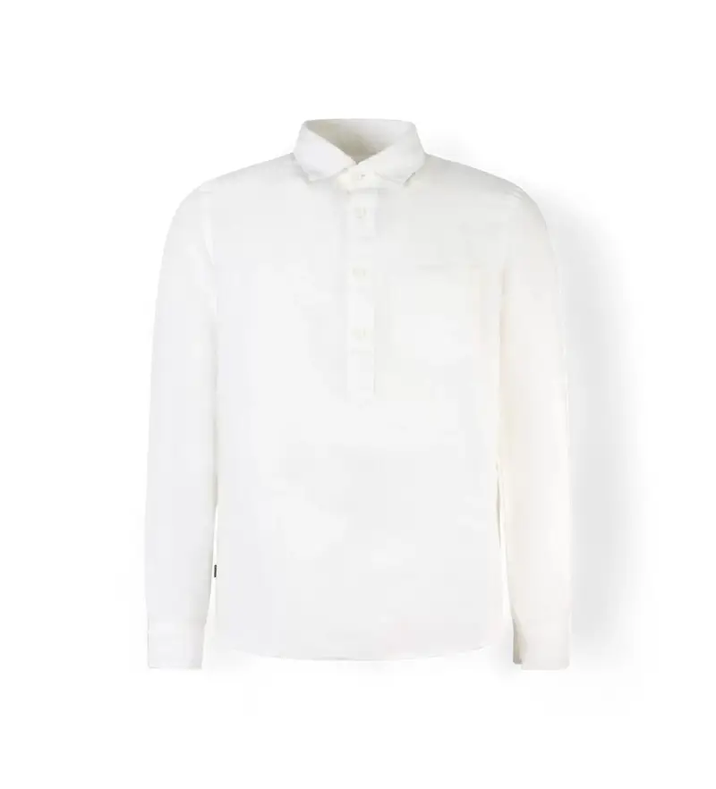 Blauer per uomo 24SBLUS01032 Camicia in lino bianco, Casual, Manica lunga Blu