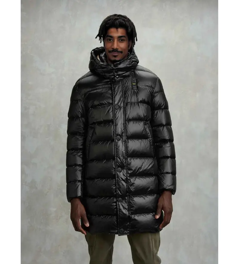 per uomo. 25WBLUK03147 Cappotto nero in piuma (L), Casual, Poliamide