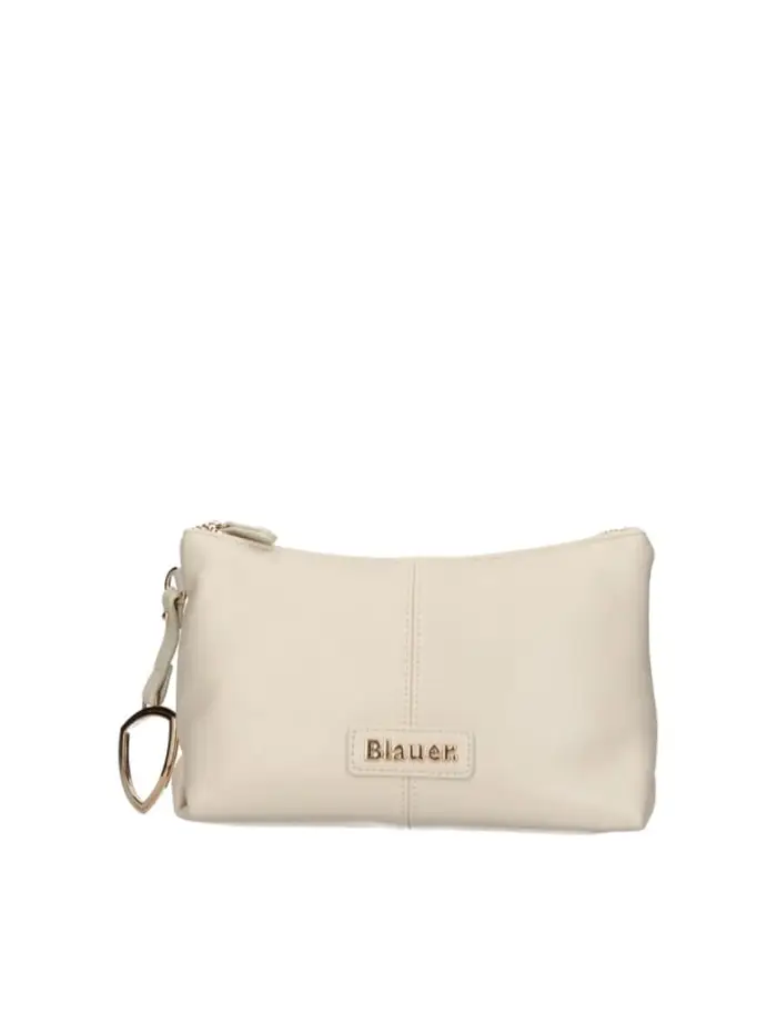pochette crema donna logo in metallo