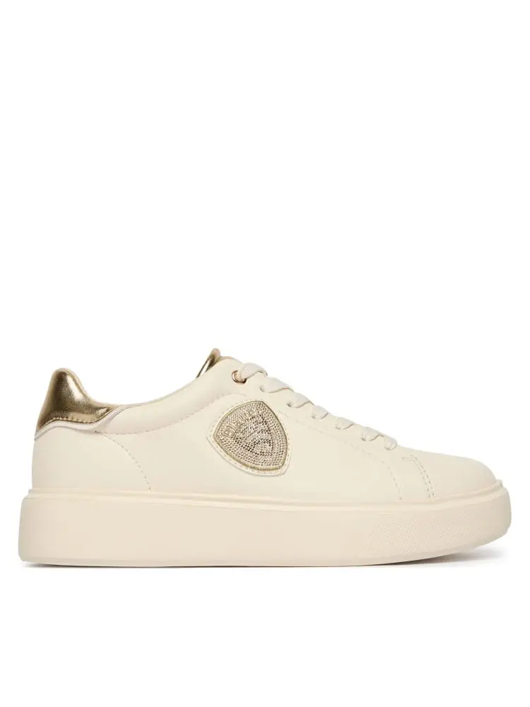 Blauer scarpe bianche oro donna logo sul lato