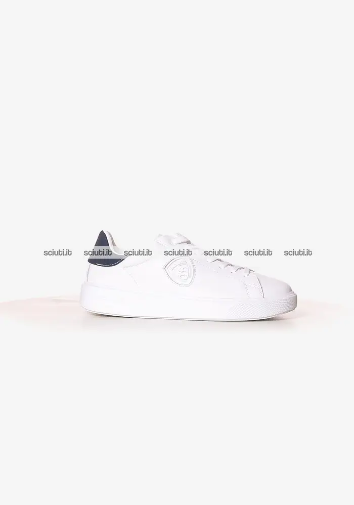 Blauer Scarpe uomo bianco blu Buck in pelle