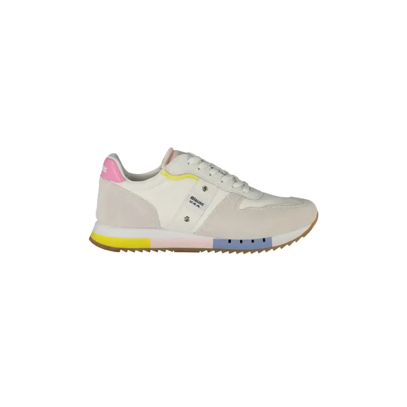 Blauer Scarpe Sneakers Donna Bianche con Lacci a Contrasto e Plantare Removibile / Bianco