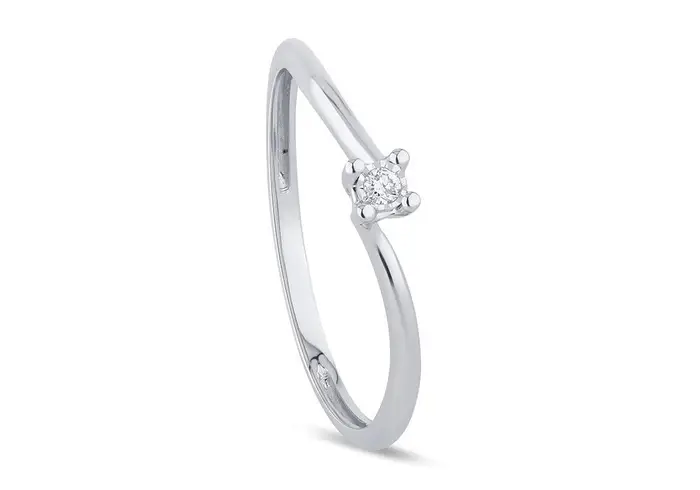 BLISS Anello In Oro Bianco Con Diamante - Bl Lumina