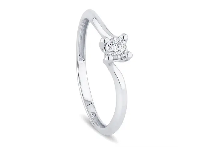 BLISS Anello In Oro Bianco Con Diamante - Bl Lumina